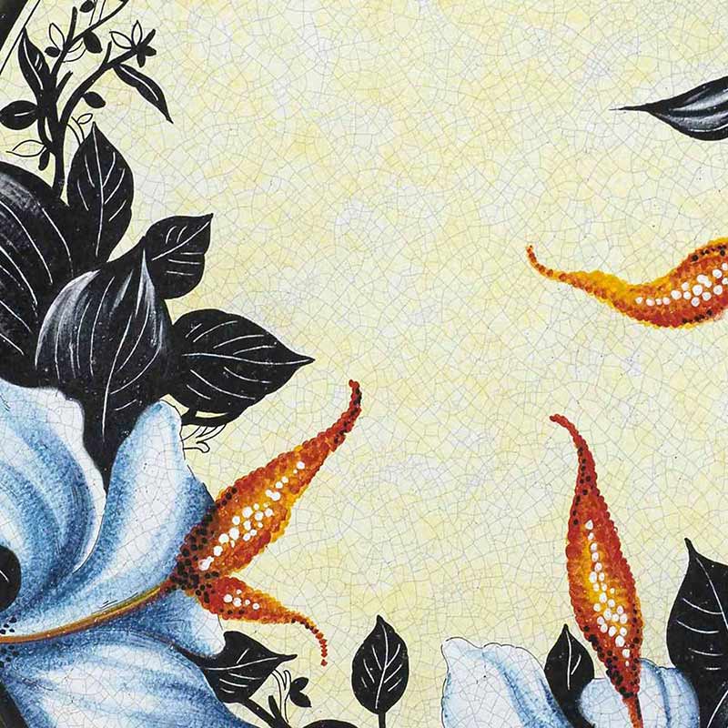 Modello dal piano del tavolo italiano Orchidea realizzato in pietra lavica