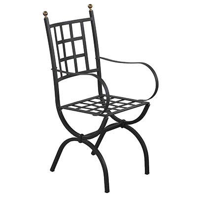 Black galvanized iron chair in Italian design Aurora with armrest