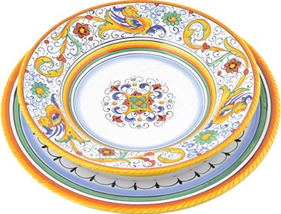 Ceramic tableware set in design Raffaellesco