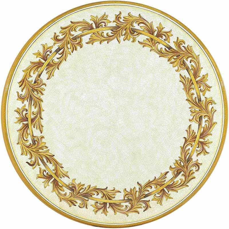 Round table top hand-painted with elegant gold decorations