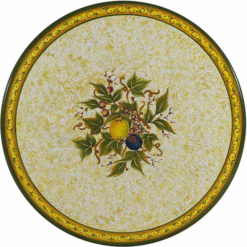 Round table top hand-painted with classic elements from nature