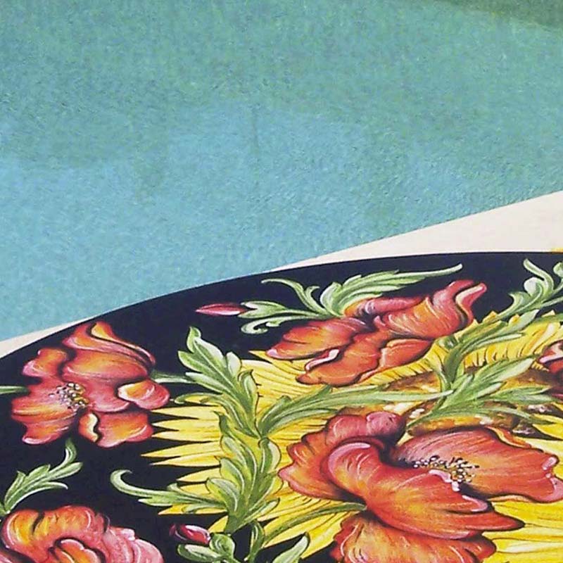 Close up of table top in design Van Gogh by the pool